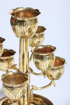 Pair of Brass Tulip Candelabra, circa 1960