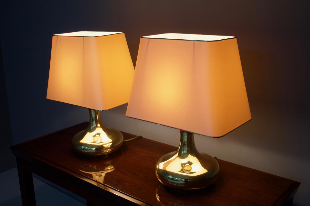 Pair of Brass Tulip Table Lamps, 1970s In Good Condition In Frankfurt / Dreieich, DE