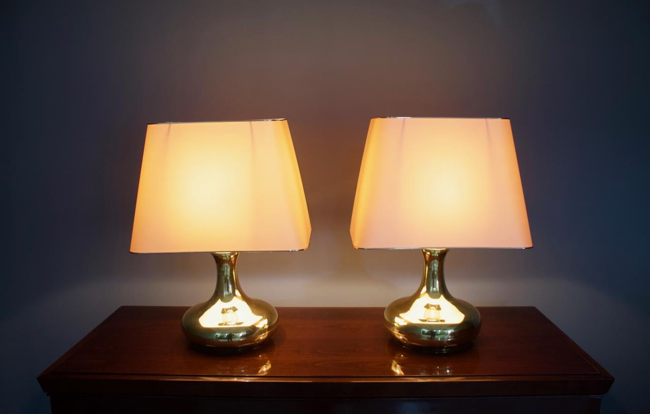 Pair of Brass Tulip Table Lamps, 1970s 1