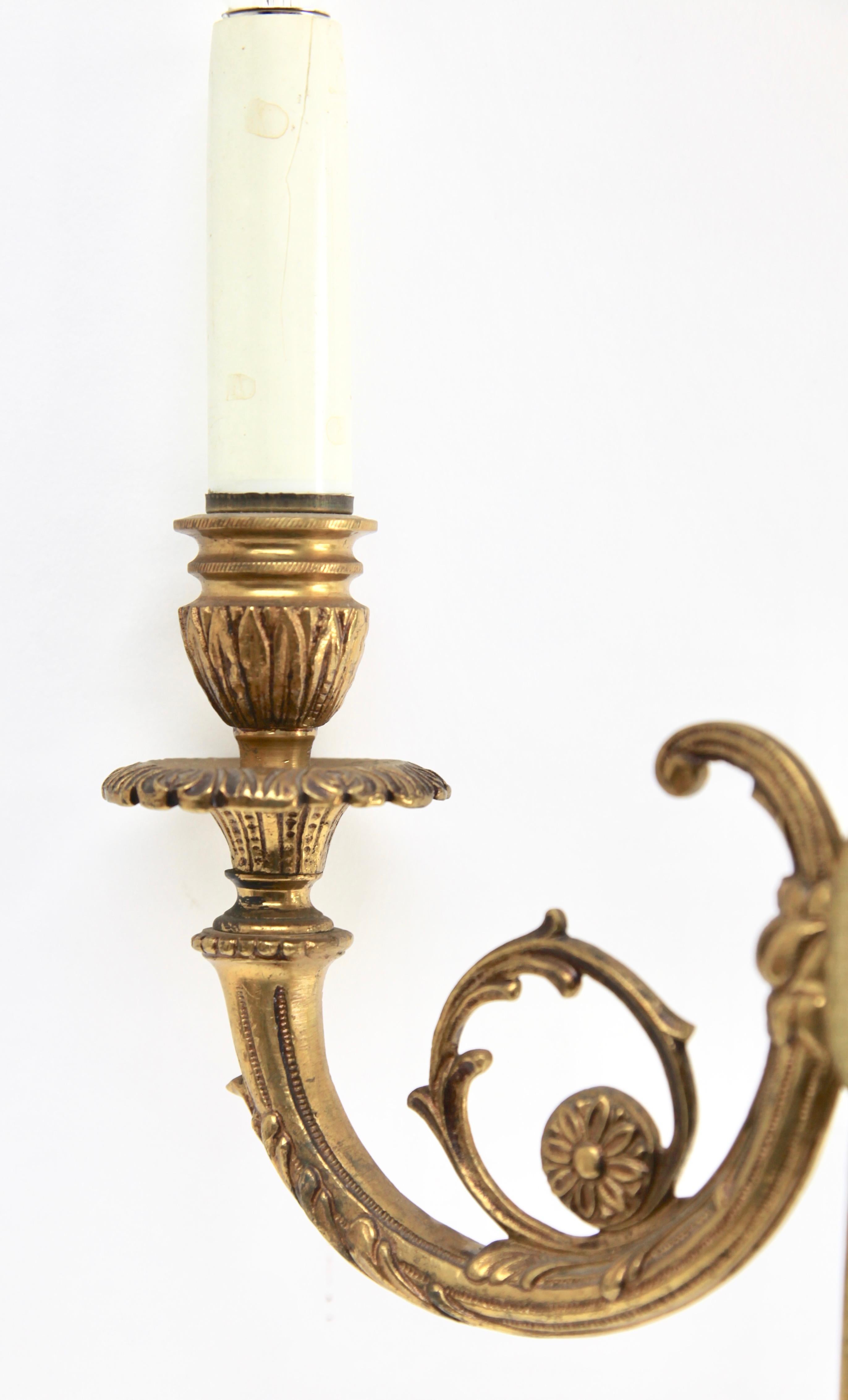 Pair of Brass Two-Light Sconces in Louis XVI Style 6