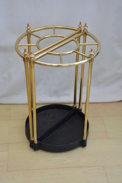 Pair of Early 20th Century Brass Umbrella Stands, Demi Lune Design