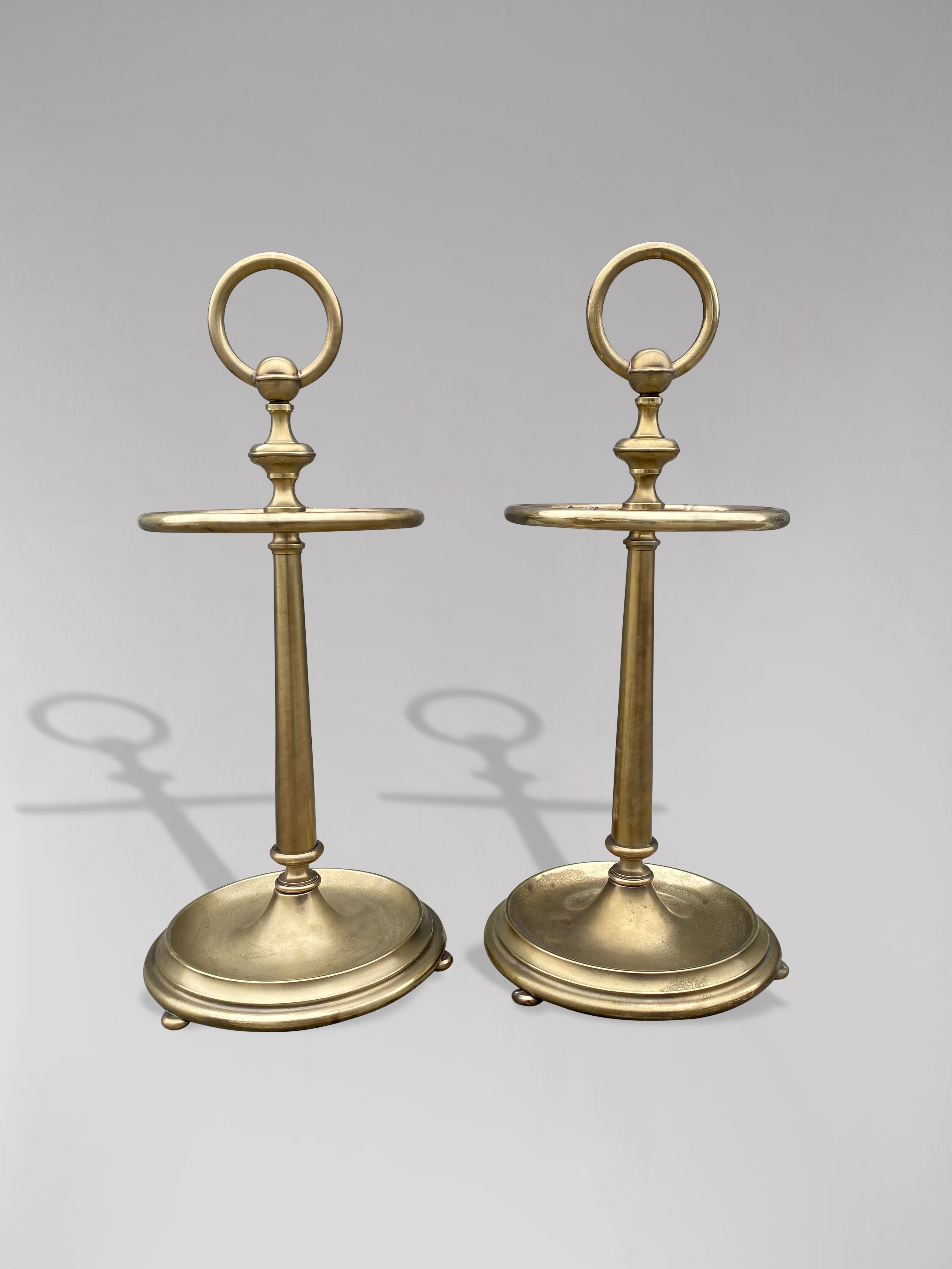 British Pair of Brass Umbrella Stands