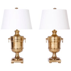 Vintage Pair of Brass Urn Table Lamps by Ralph Lauren