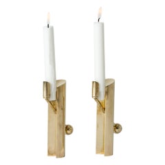 Pair of Brass "Variabel" Candlesticks by Pierre Forssell for Skultuna
