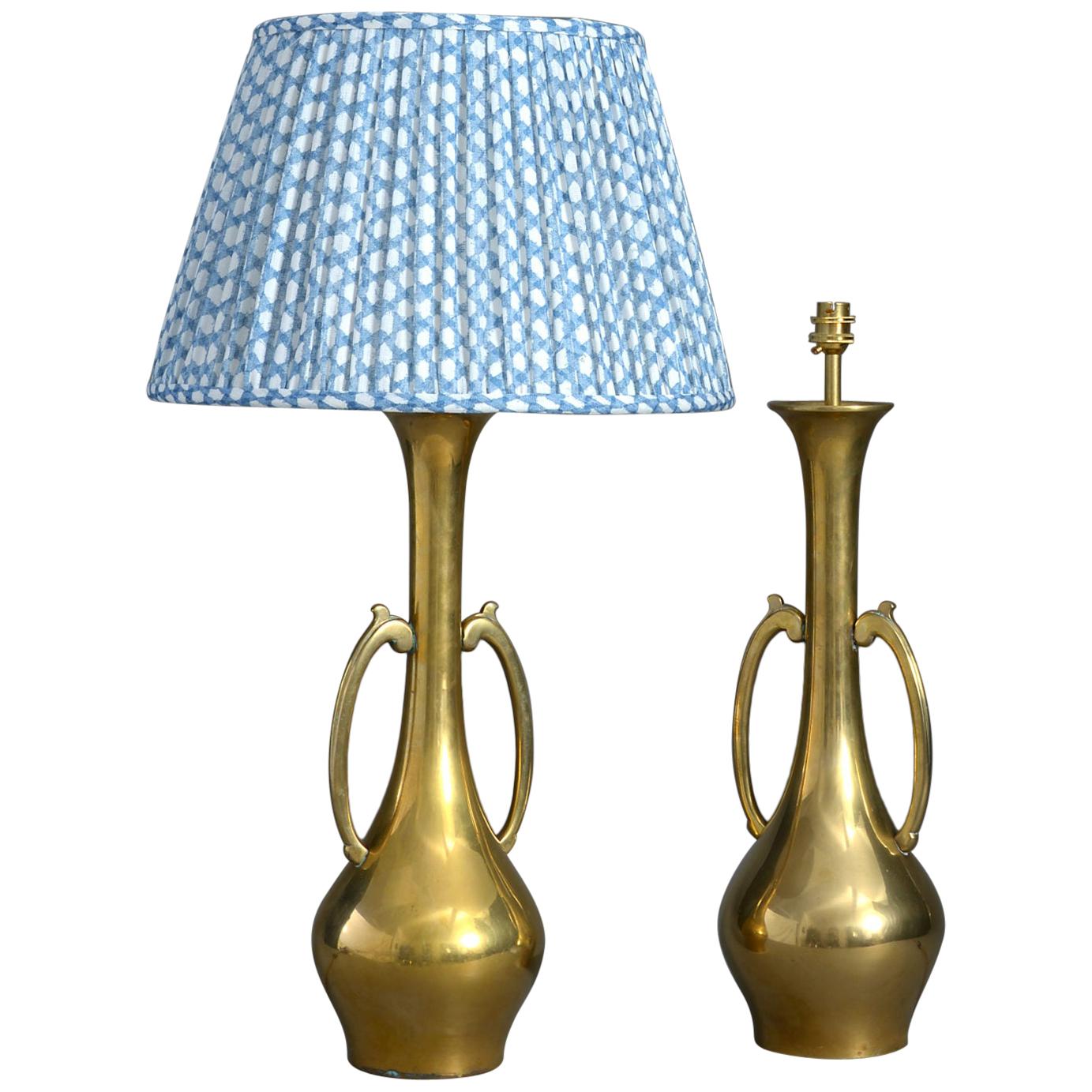 Pair of Brass Vase Table Lamps