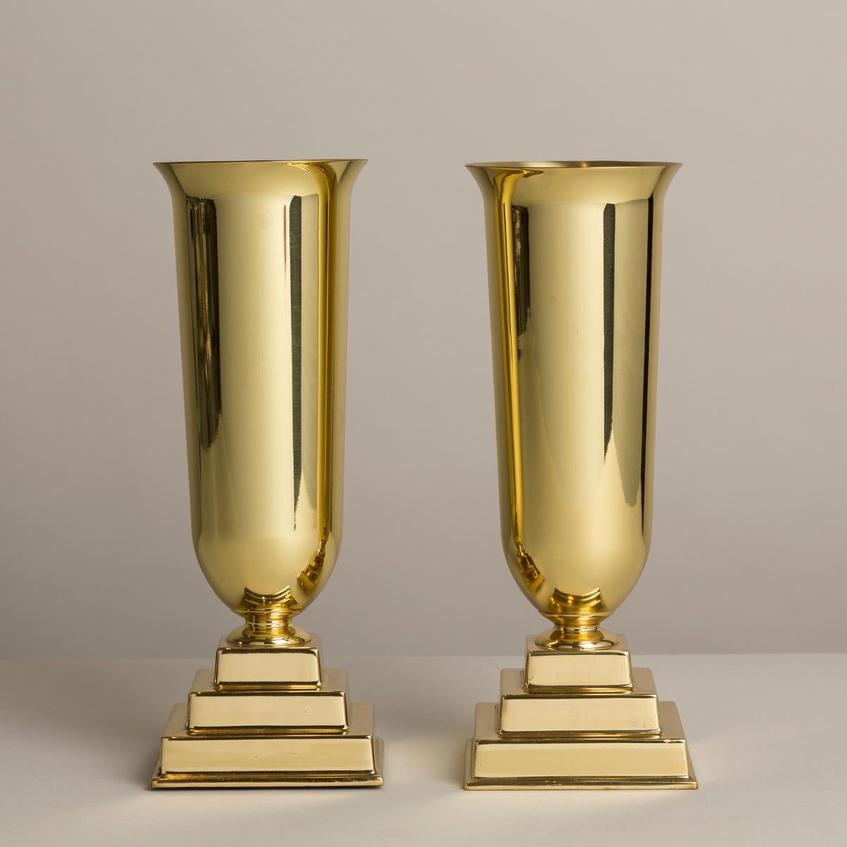 Pair of Brass Vases by Revell Ware 1960s Stamped In Excellent Condition In London, GB