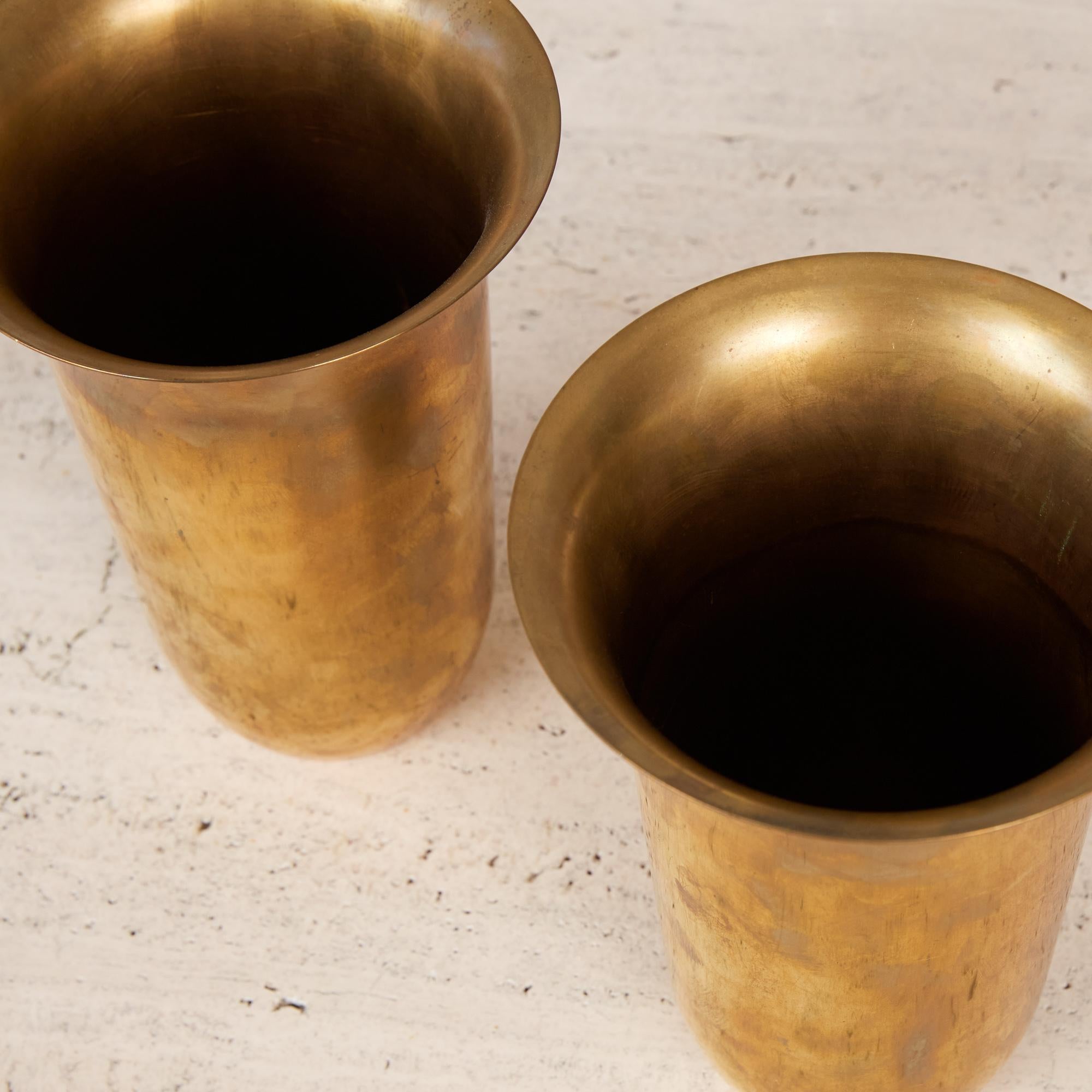 Pair of Brass Vases by Walter Von Nessen for Chase 4