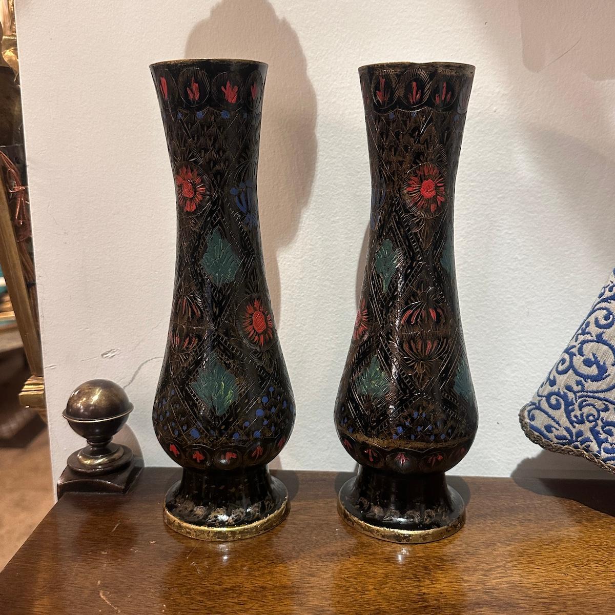 Pair of Brass Vases For Sale 1