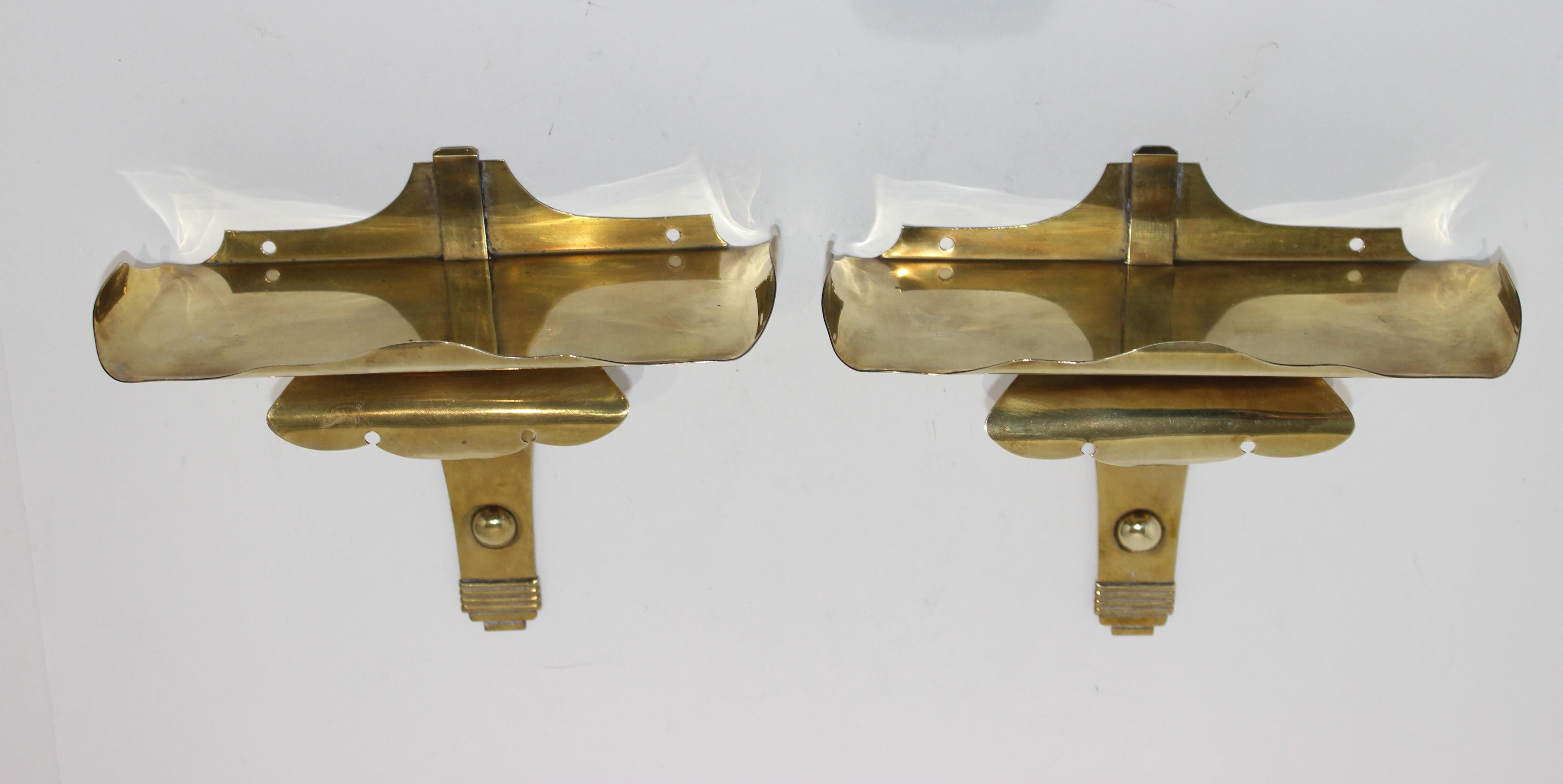 Pair of Brass Wall Brackets In Good Condition In West Palm Beach, FL