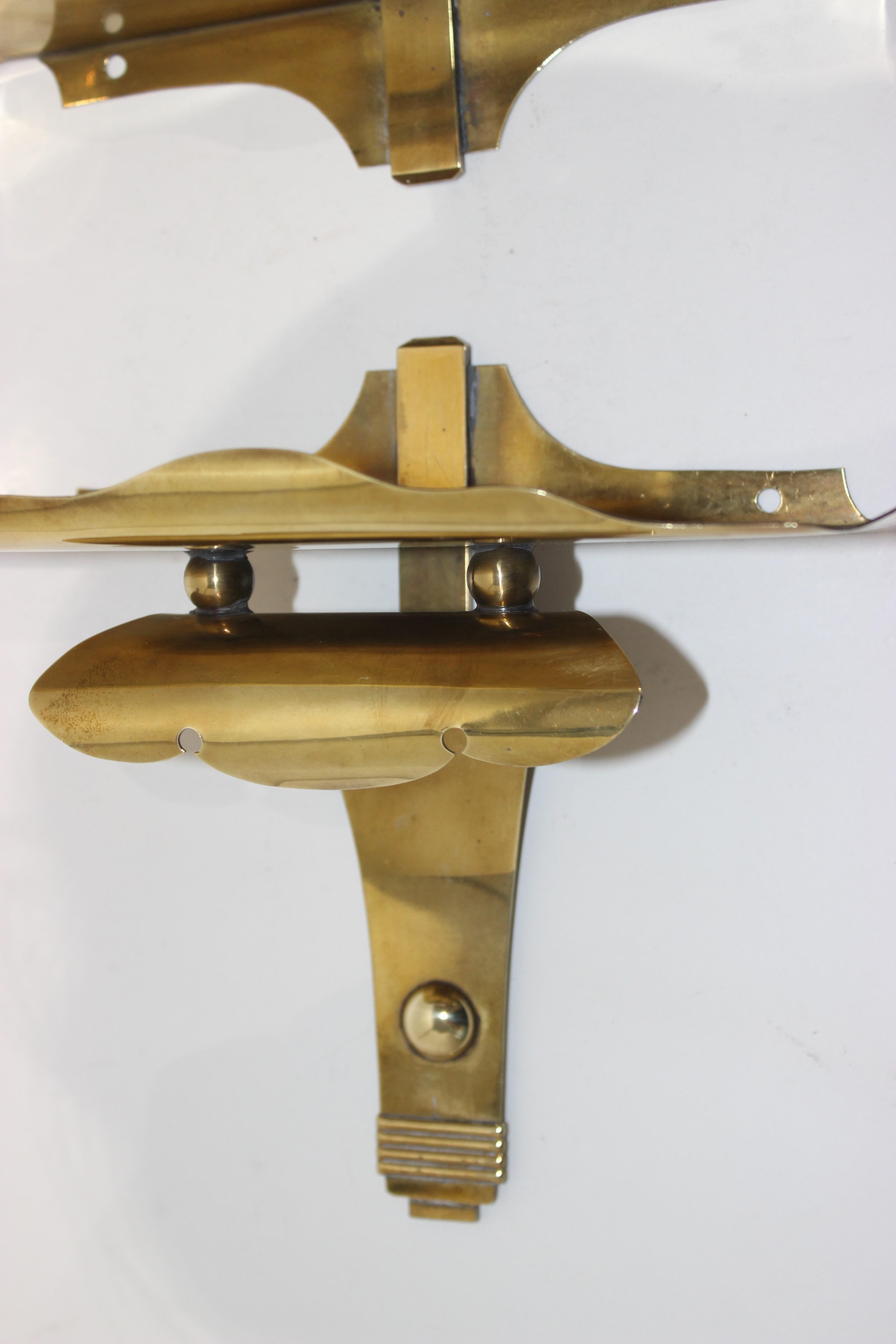 Hand-Crafted Pair of Brass Wall Brackets