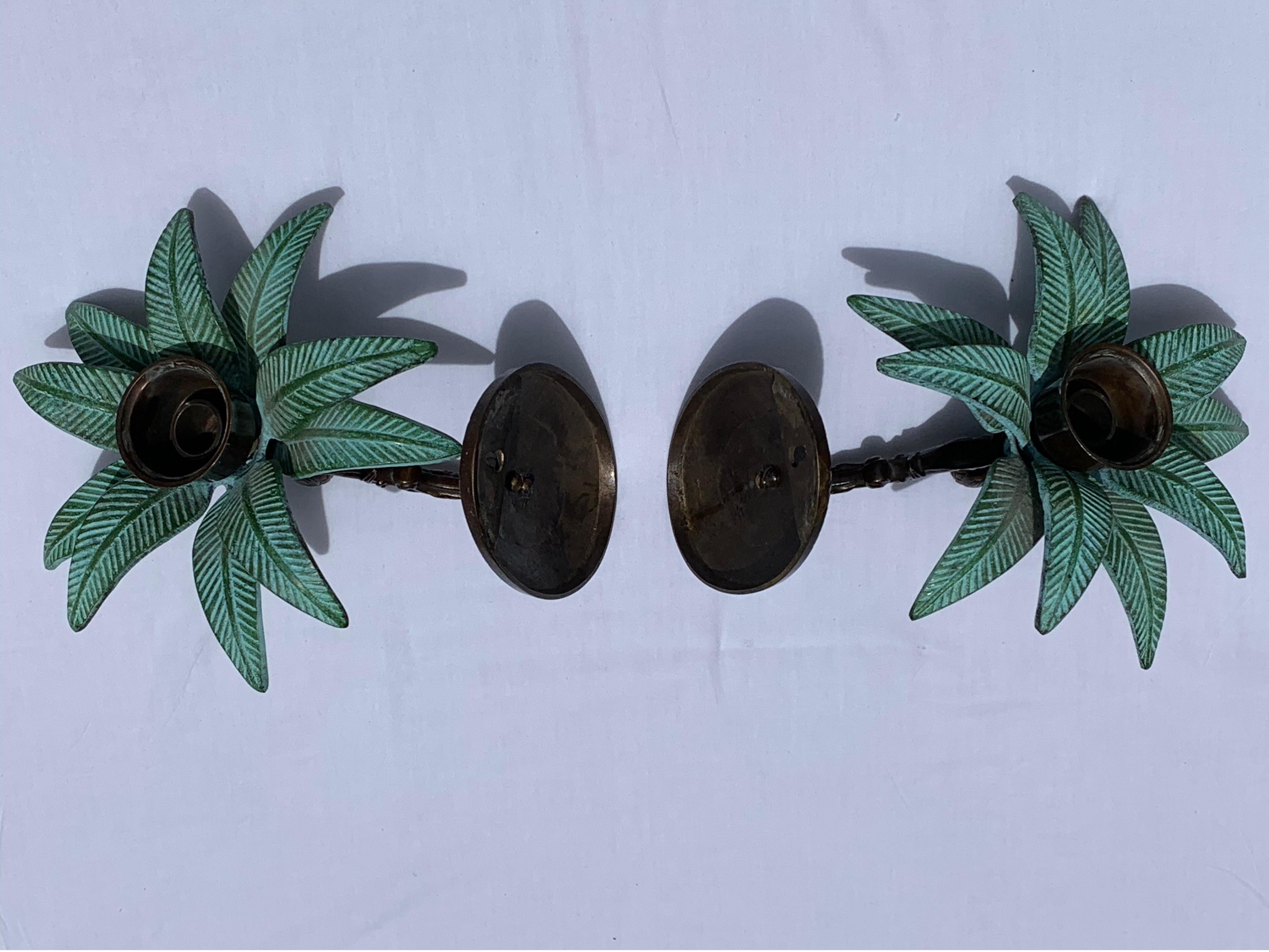 20th Century Pair of Brass Wall Candle Sconces