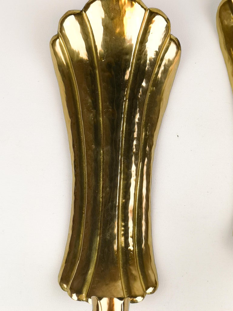 Pair of Brass Wall Candlesticks Sweden 1960s In Good Condition For Sale In Langserud, SE