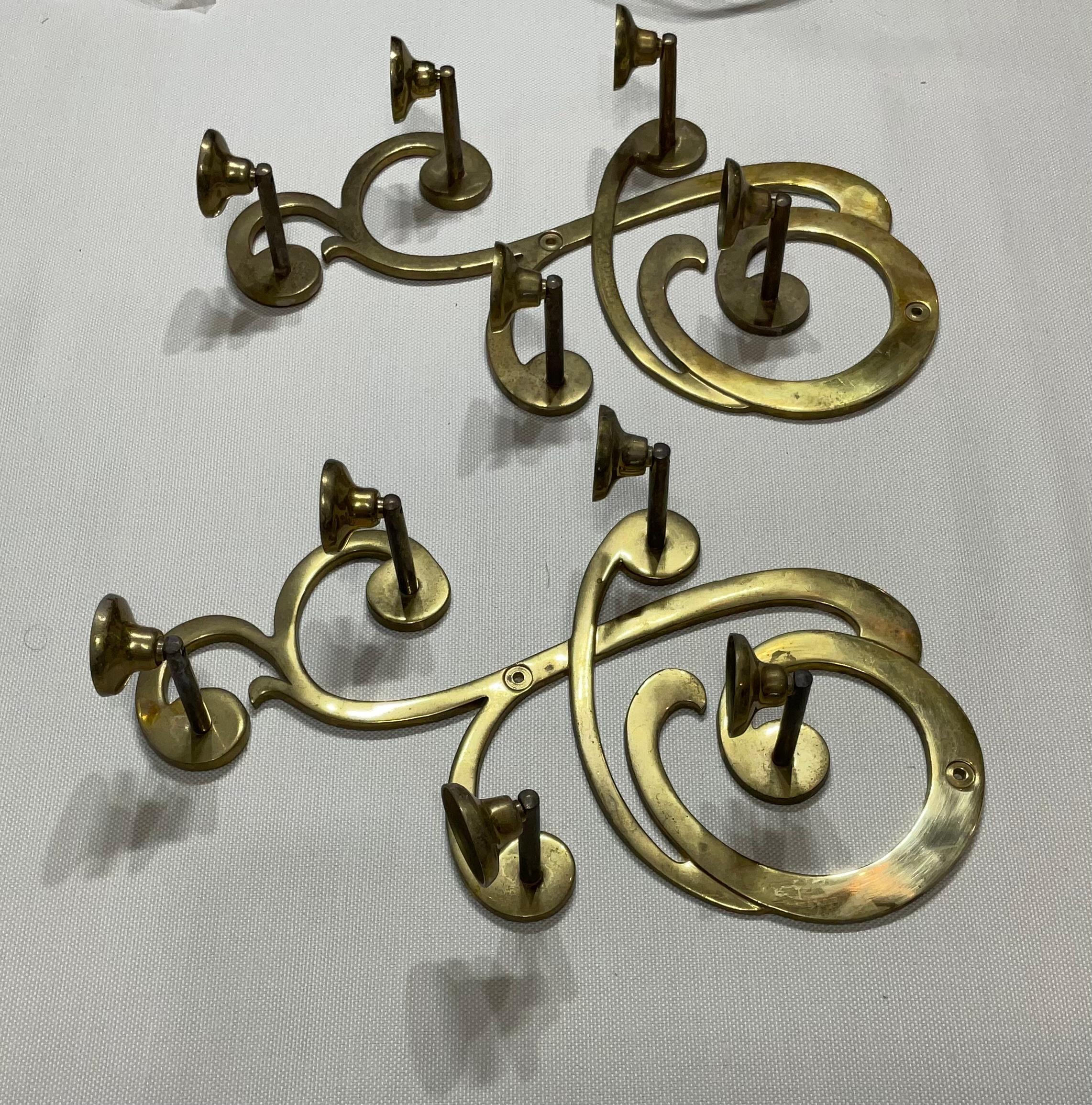 European Pair of Brass Wall Hanging Candle Holder For Sale