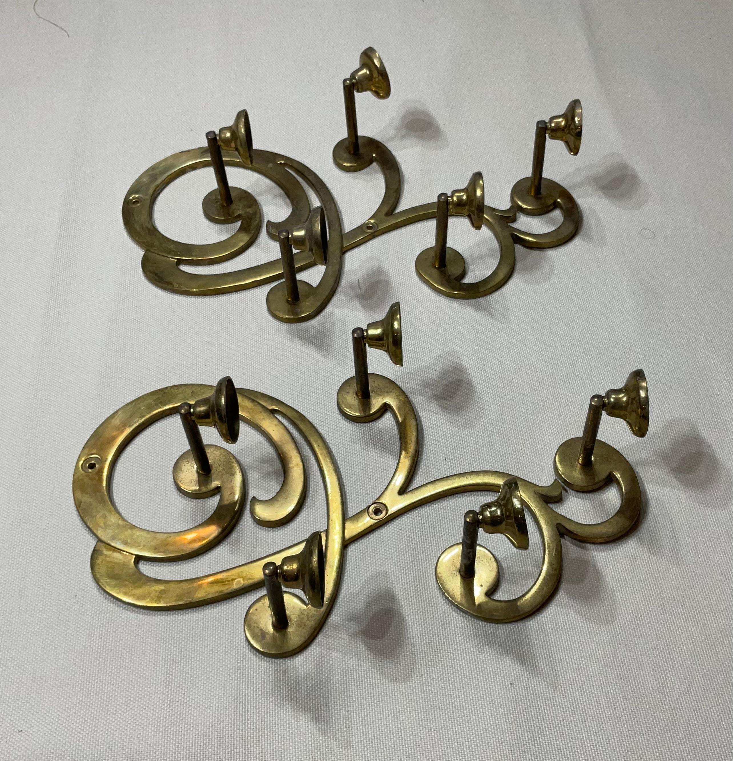 20th Century Pair of Brass Wall Hanging Candle Holder For Sale