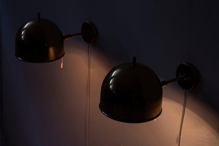 Swedish Pair of Brass wall Lamps 
