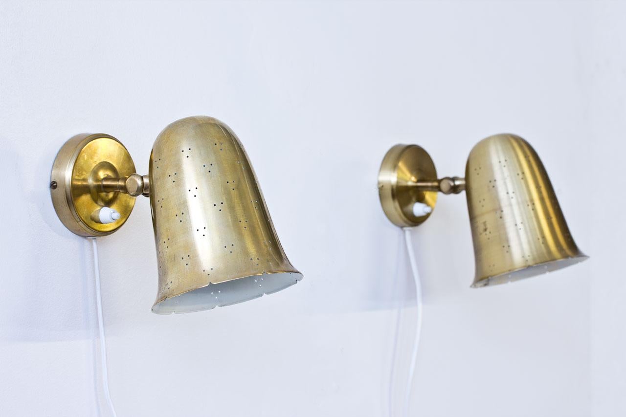 Swedish Pair of Brass Wall Lamps by Boréns, Sweden, 1960s