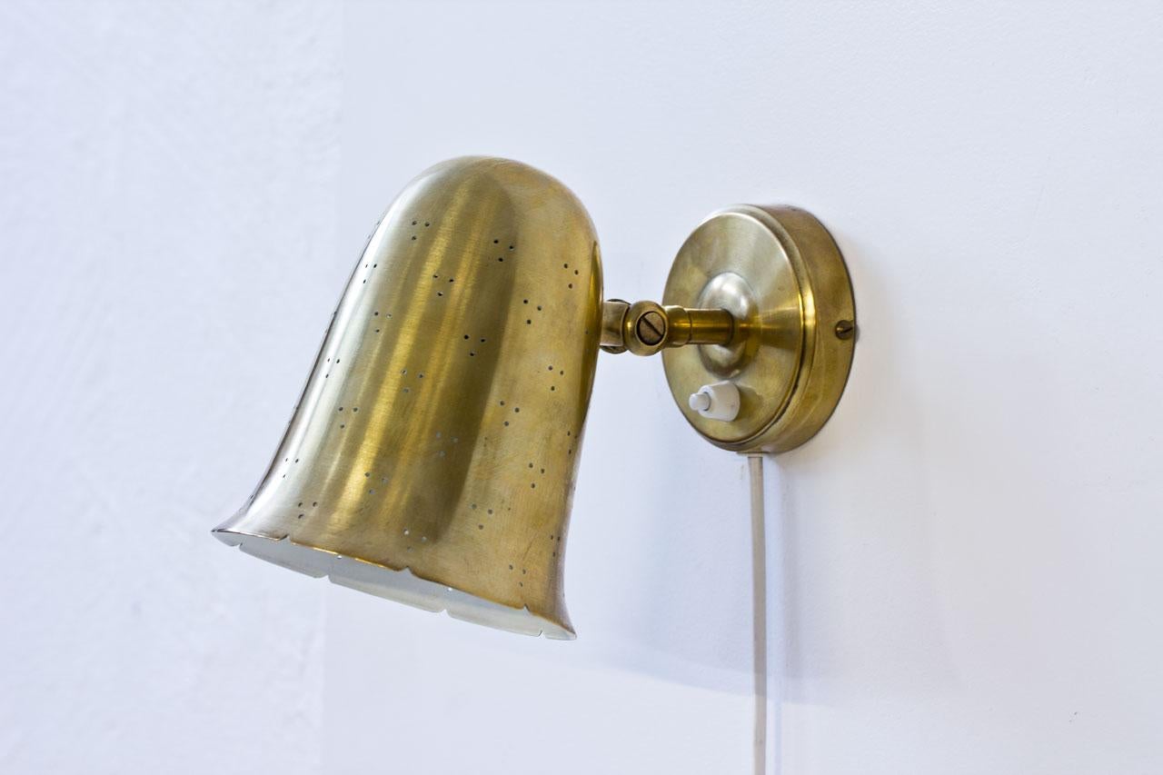 Polished Pair of Brass Wall Lamps by Boréns, Sweden, 1960s