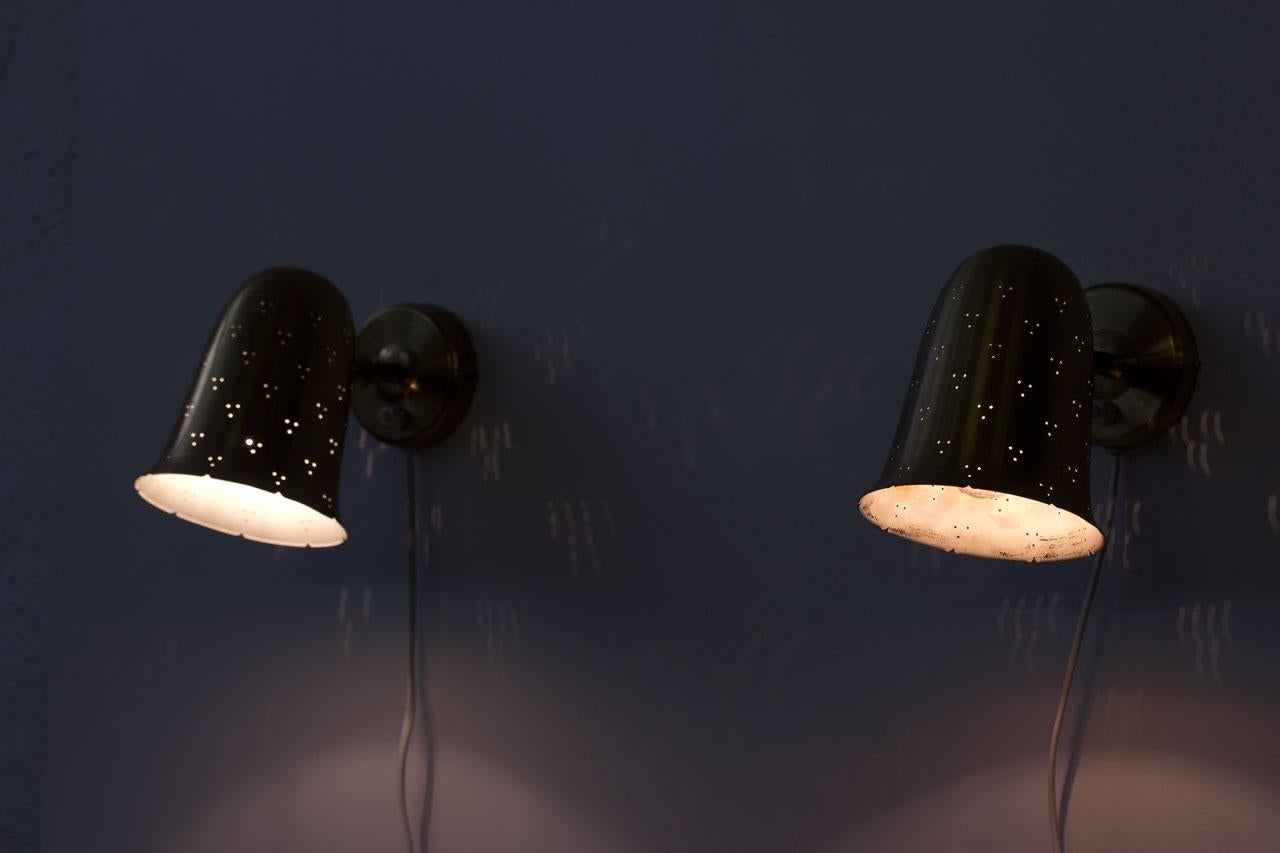 Pair of Brass Wall Lamps by Boréns, Sweden, 1960s 2