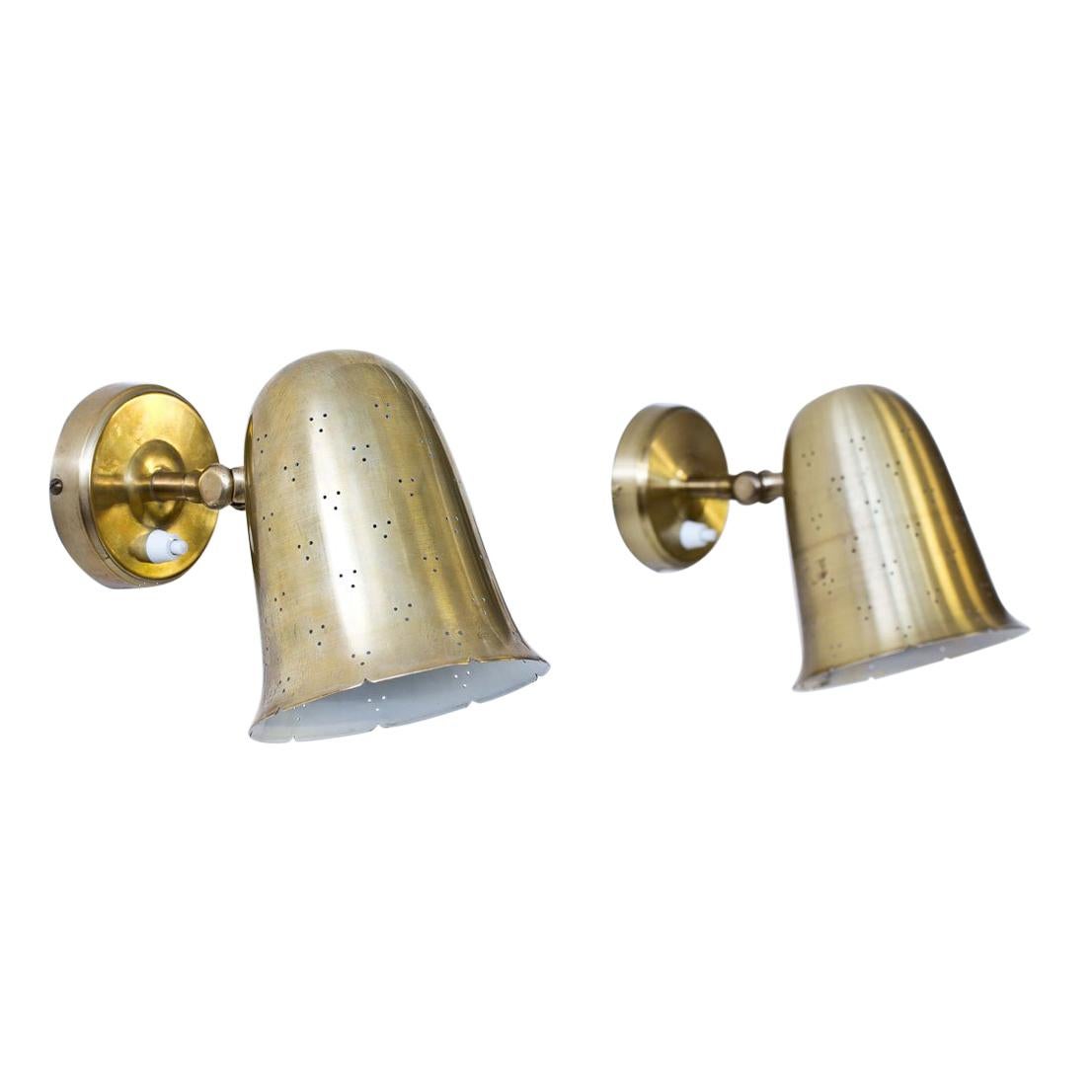 Pair of Brass Wall Lamps by Boréns, Sweden, 1960s