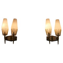 Pair of Brass Wall Lamps by Stilnovo, Italy, 1960s