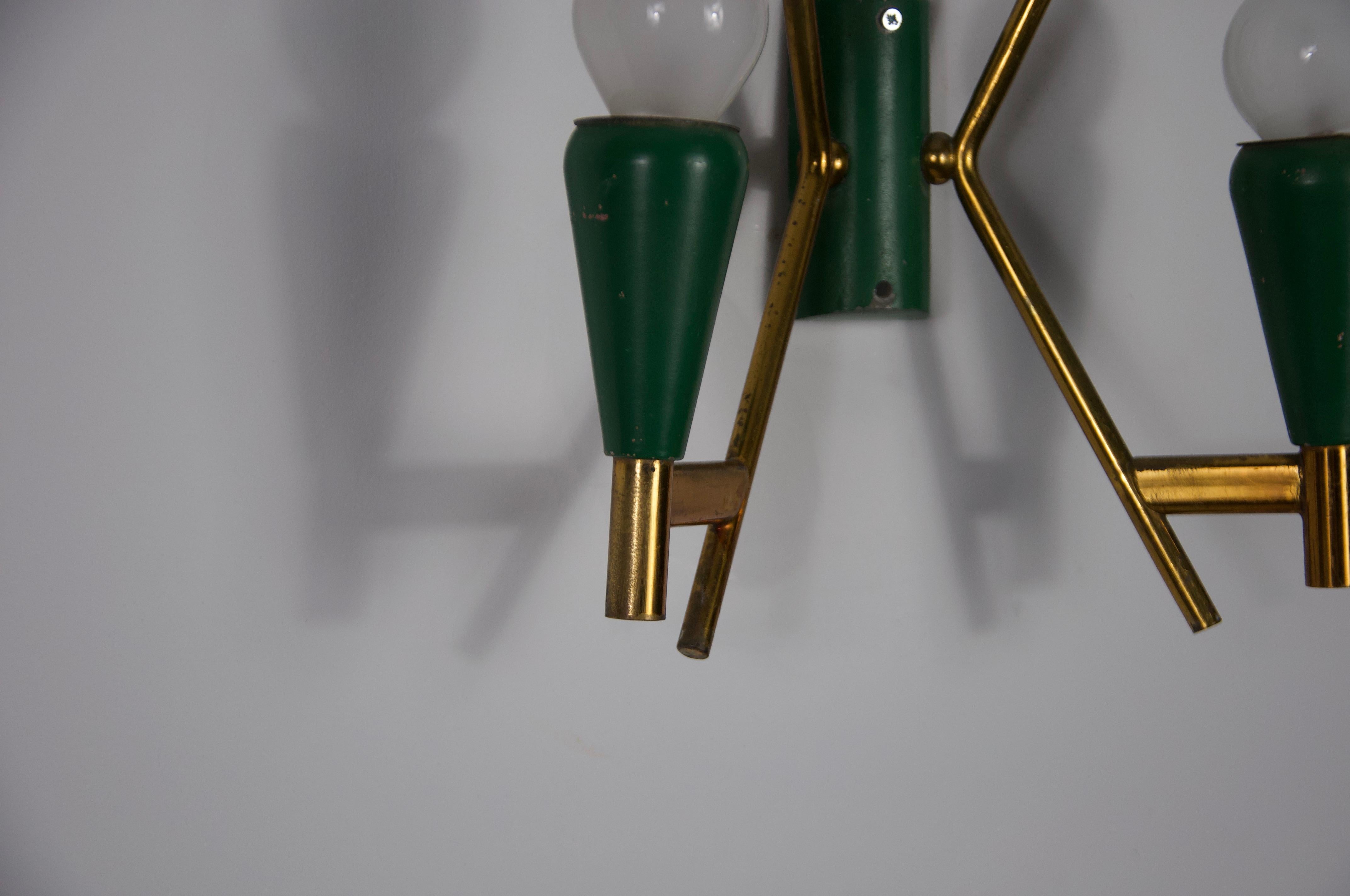 Pair of Brass Wall Lamps, Italy, 1960s 3
