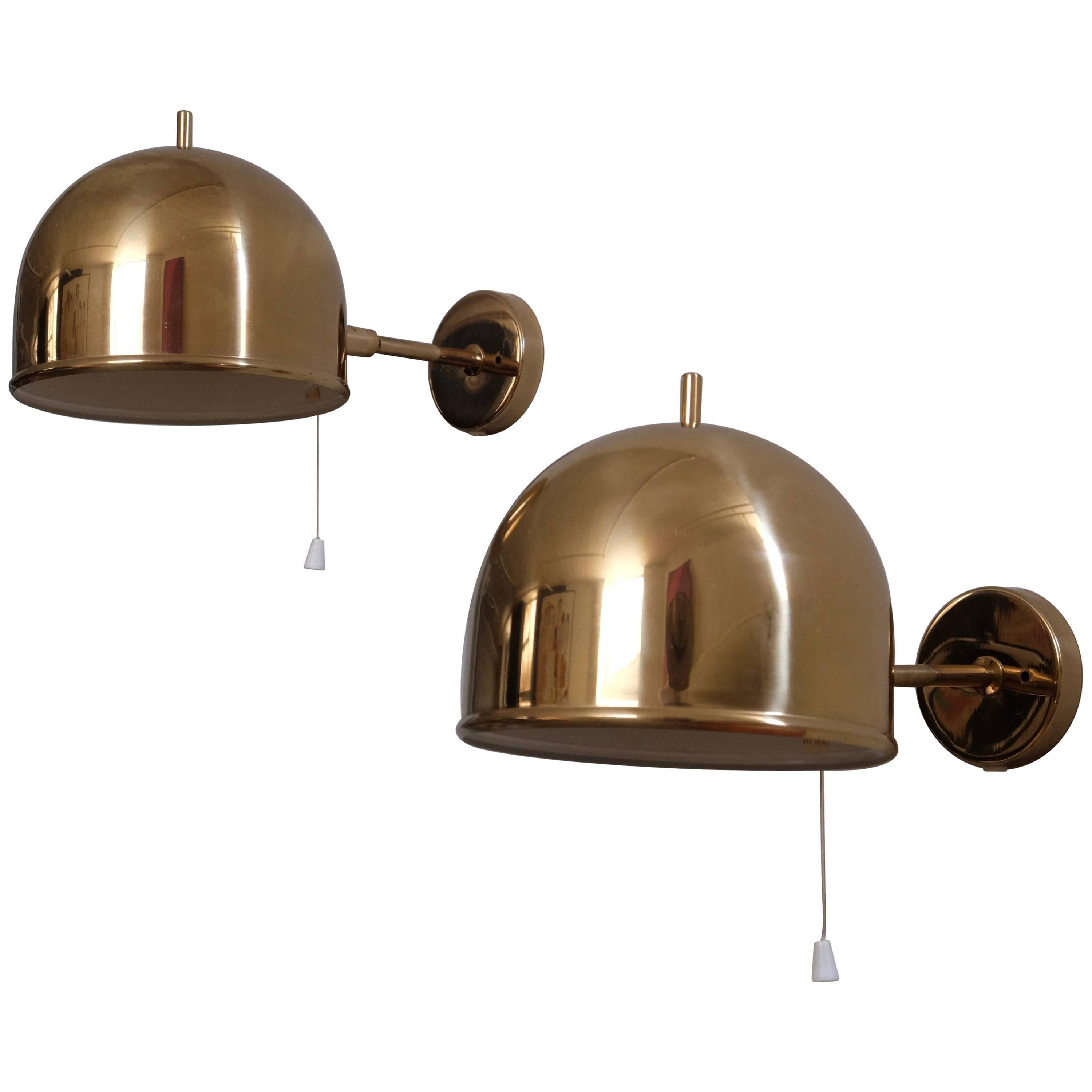 Pair of Brass Wall Lamps, Model G-075, Bergboms, Sweden, 1960s