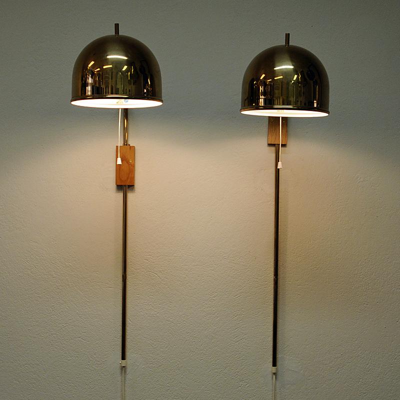 Pair of Brass Wall Lamps Model G-075 by Bergboms, Sweden, 1960s In Good Condition In Stockholm, SE