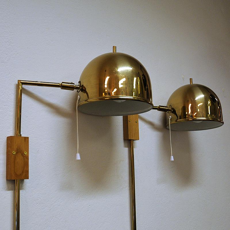 Pair of Brass Wall Lamps Model G-075 by Bergboms, Sweden, 1960s 1