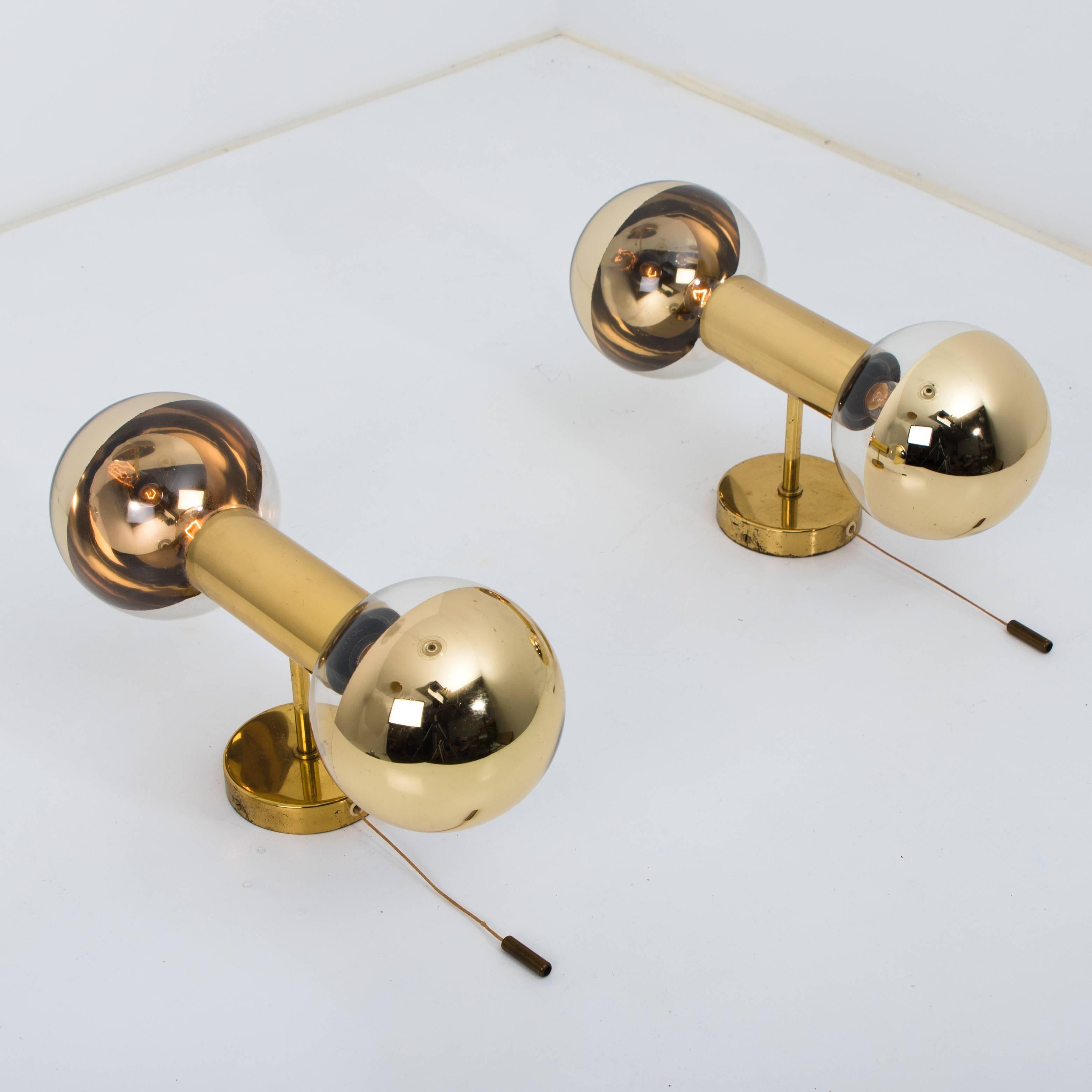 Pair of Brass Wall Lamps or Wall Scones by Motoko Ishii for Staff, 1970s In Good Condition In Rijssen, NL