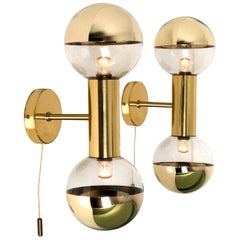 Paire de lampes murales ou appliques murales en laiton de Motoko Ishii pour Staff, 1970