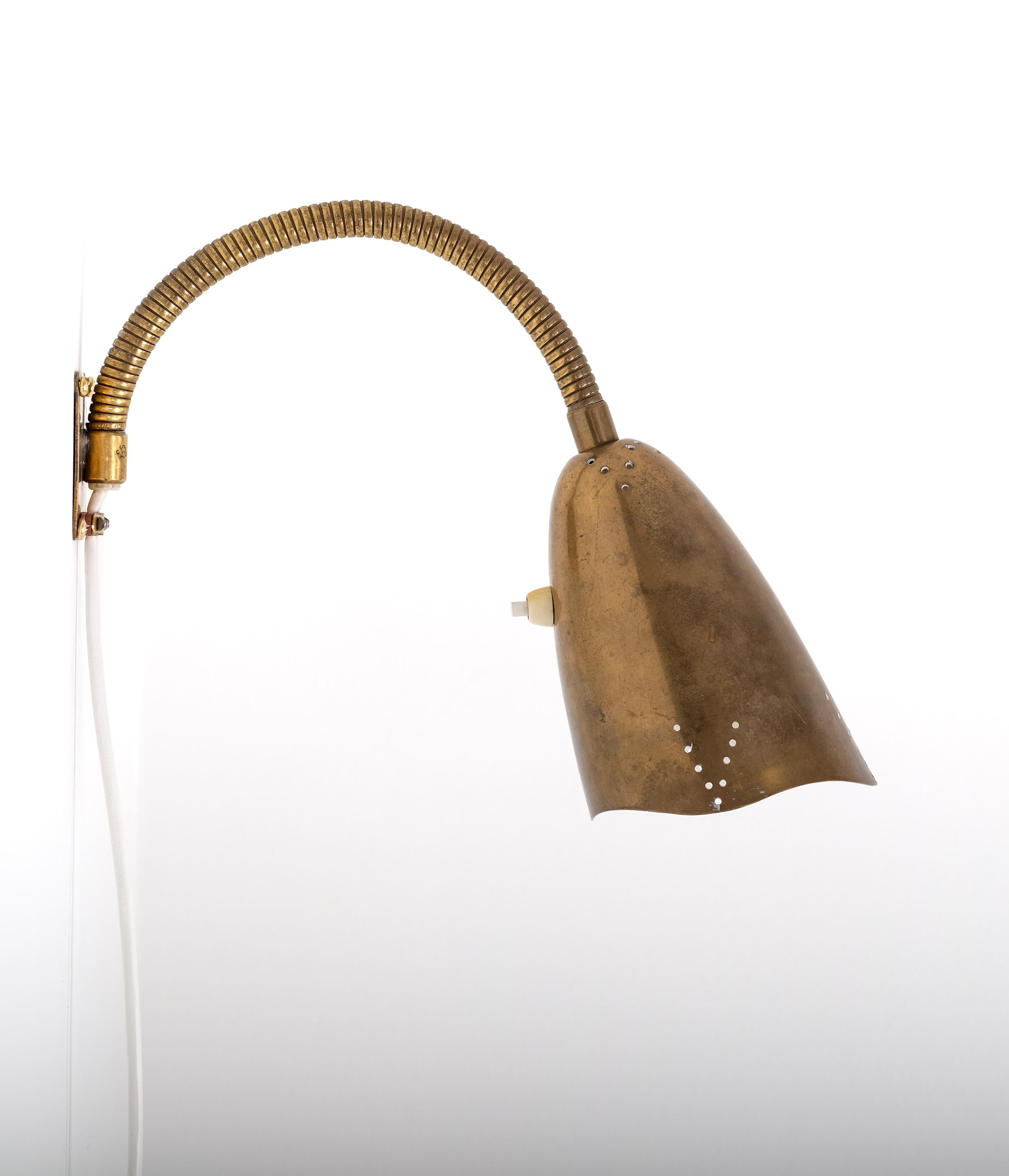 Pair of Brass Wall Lamps, Sweden, 1950s For Sale 3