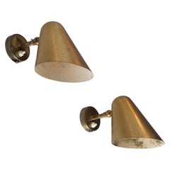 Pair of Brass Wall Lamps, Sweden, 1950s