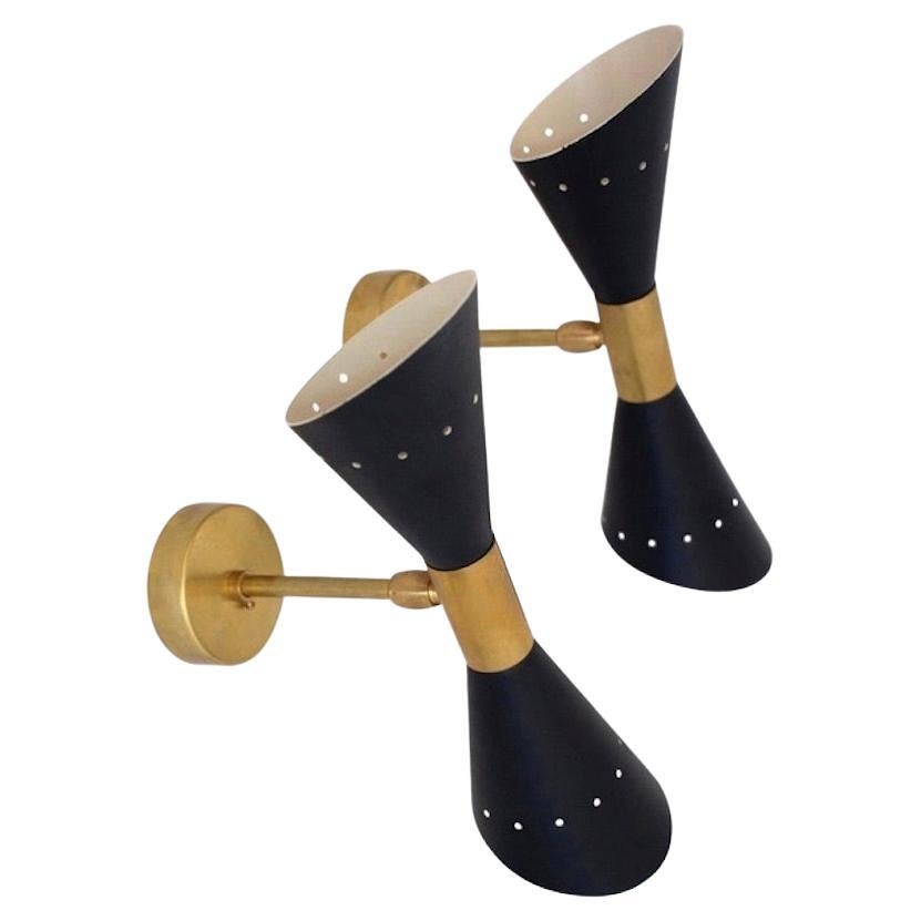 19th Century French Pair of Wall Lamps with Metal Bouquets and Silk