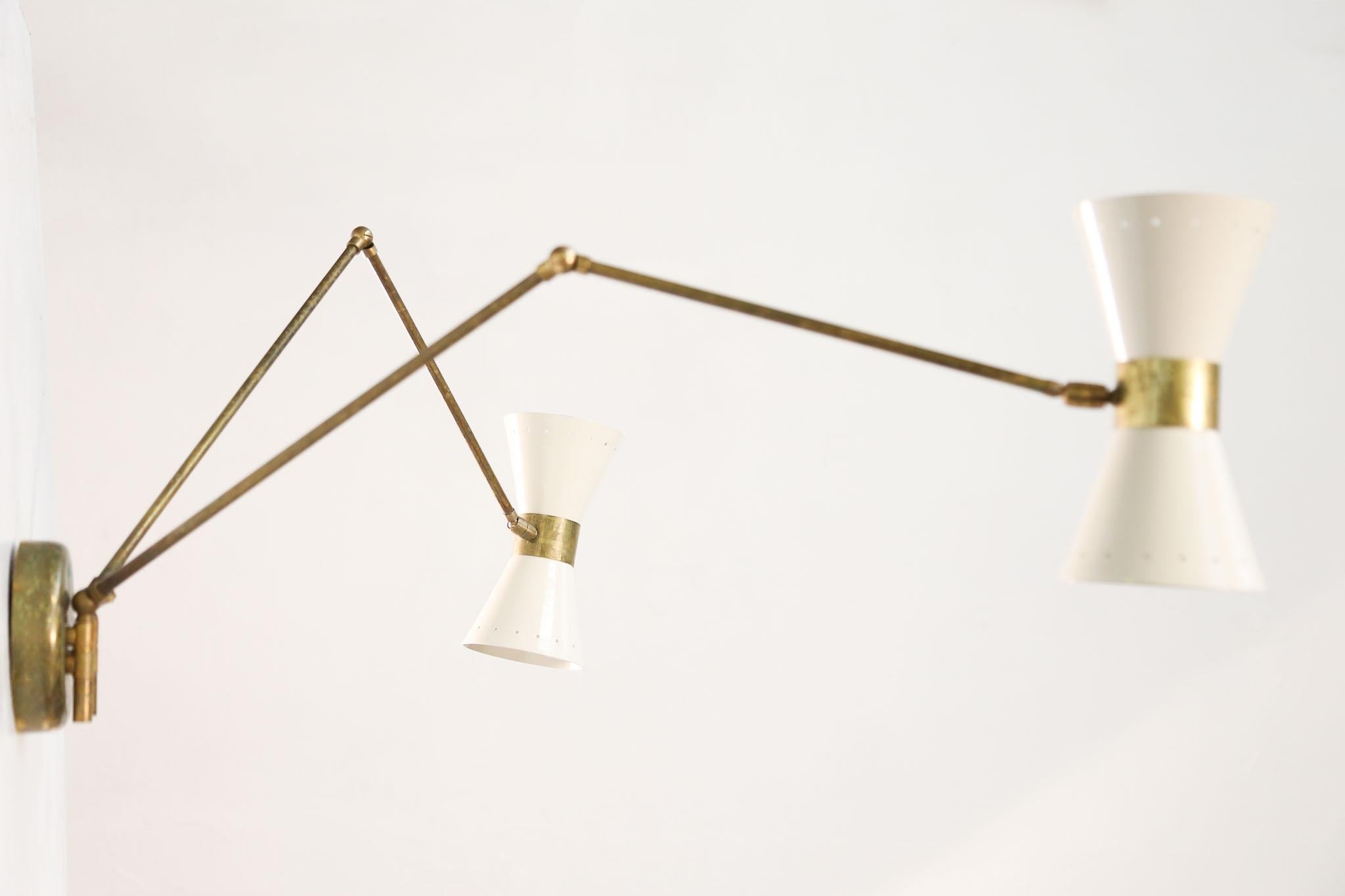 Modern Pair of Brass Wall Light, Style of Stilnovo For Sale