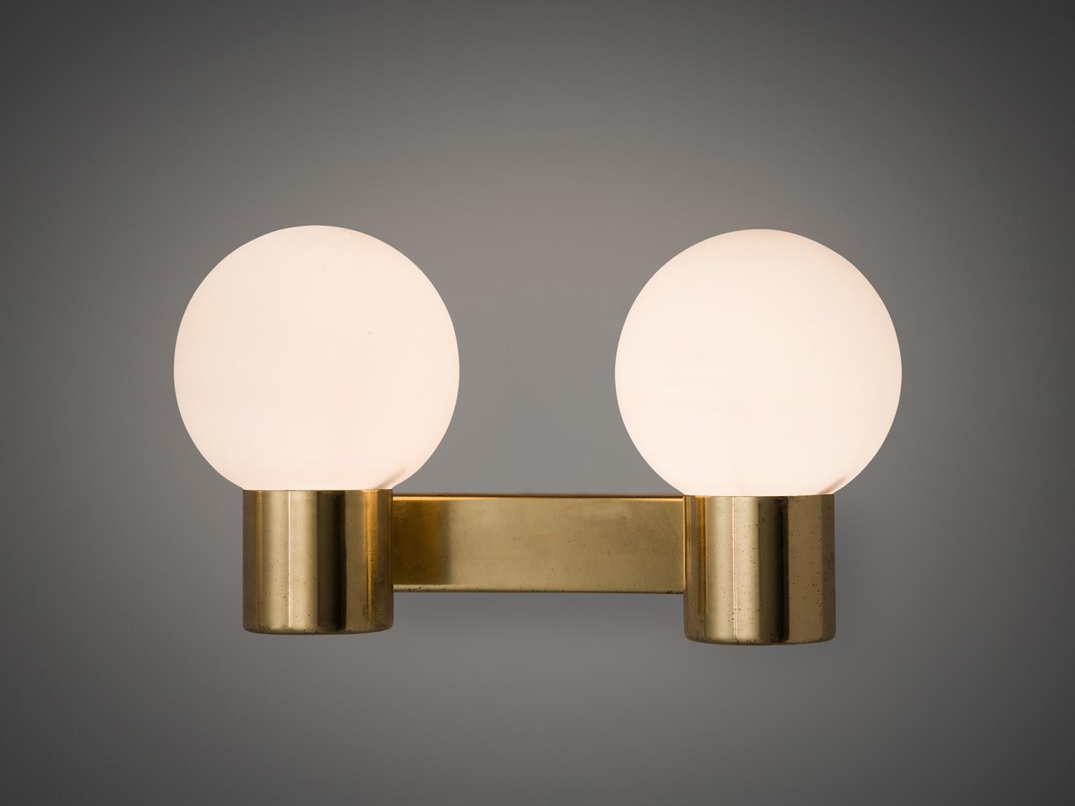 European Pair of Brass Wall Lights, 1960s