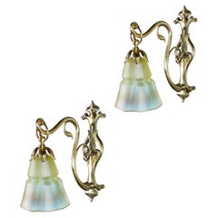Pair of Brass Wall Lights by W.A.S. Benson