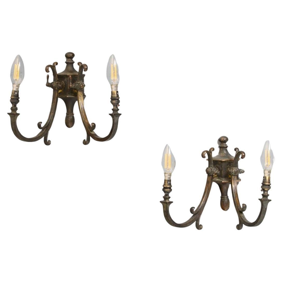Pair of Brass Wall Lights
