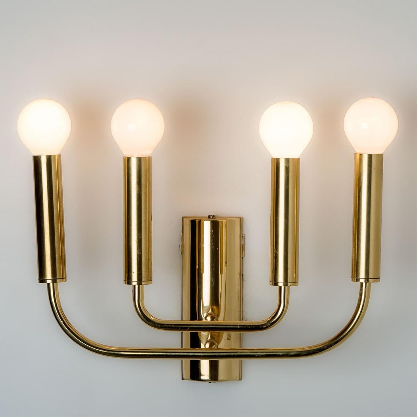 Pair of Brass Wall Lights in the Style of Florian Schulz, Germany Chapado en venta