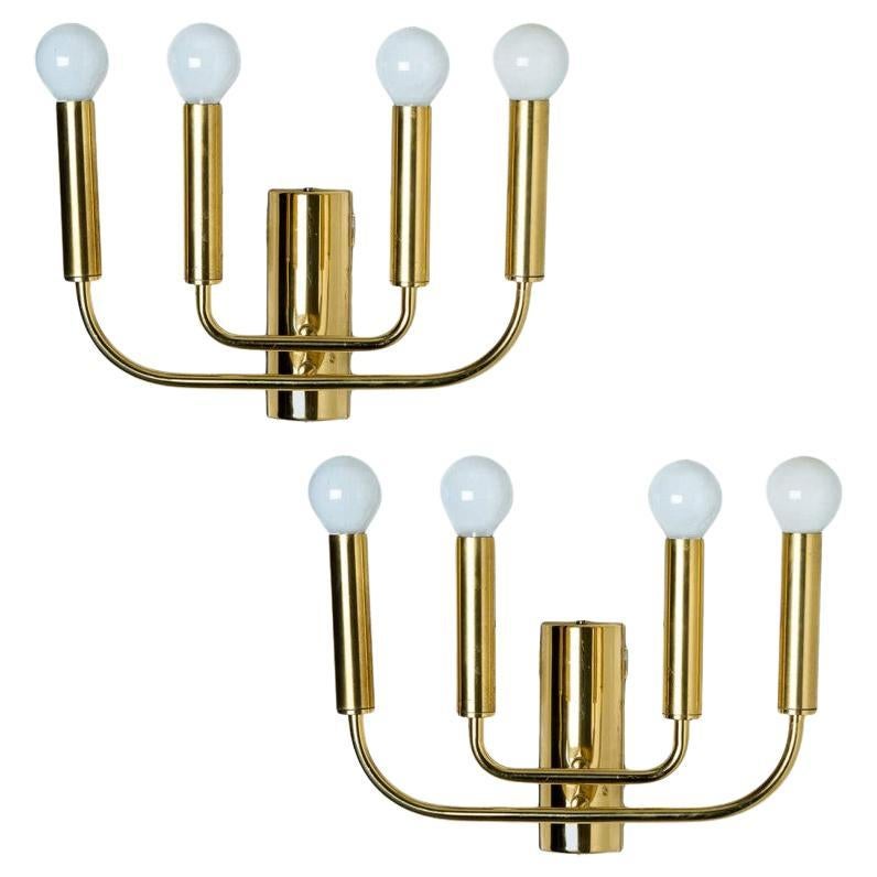Pair of Brass Wall Lights in the Style of Florian Schulz, Germany