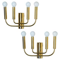 Pair of Brass Wall Lights in the Style of Florian Schulz, Germany