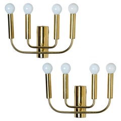 Pair of Brass Wall Lights in the Style of Florian Schulz, Germany