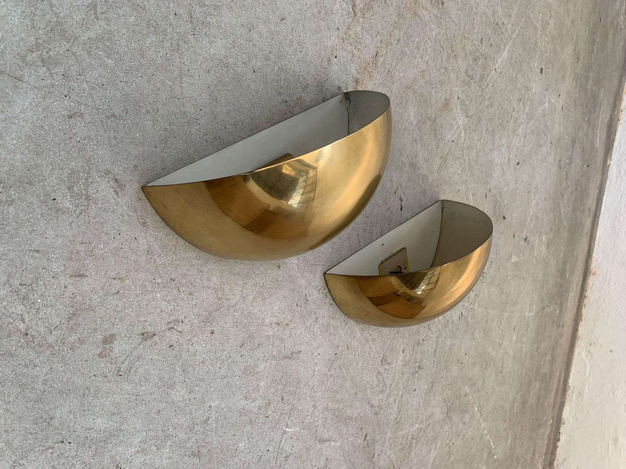 Mid-Century Modern Paire d'appliques en laiton, Italie, années 70 en vente