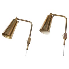 Pair of Brass Wall Lights Model 9459, Paavo Tynell, Taito Oy, 1960s