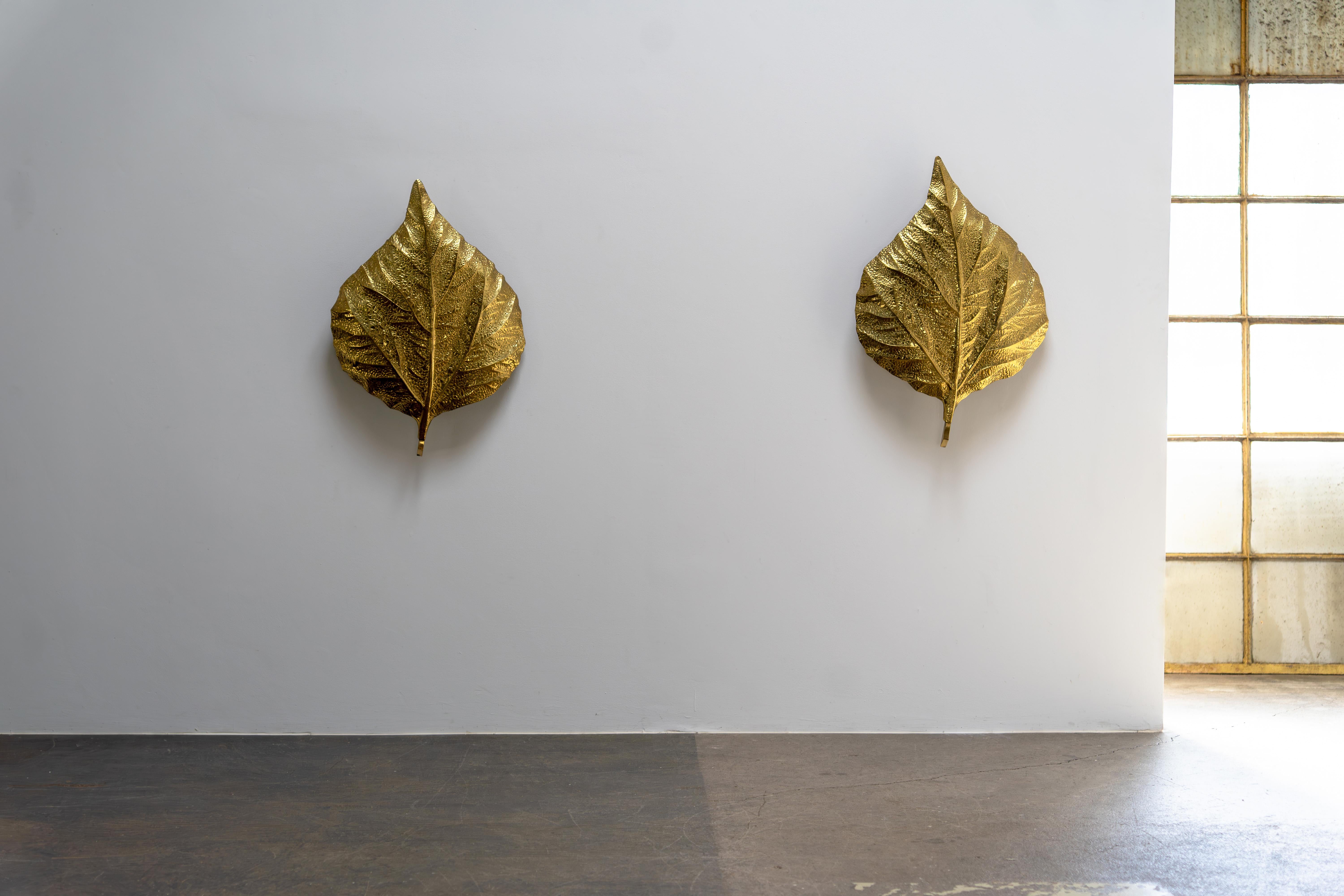 Mid-Century Modern Pair of Brass Wall Lights or Sconces by Tommaso Barbi, G&G, Italy 1970s For Sale
