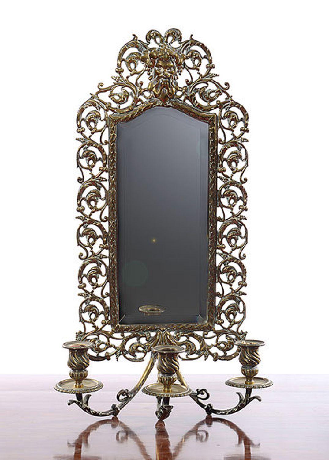 Pair of 19th Century Brass Girandole Wall Mirrors   In Good Condition For Sale In Hemel Hempstead, Hertfordshire