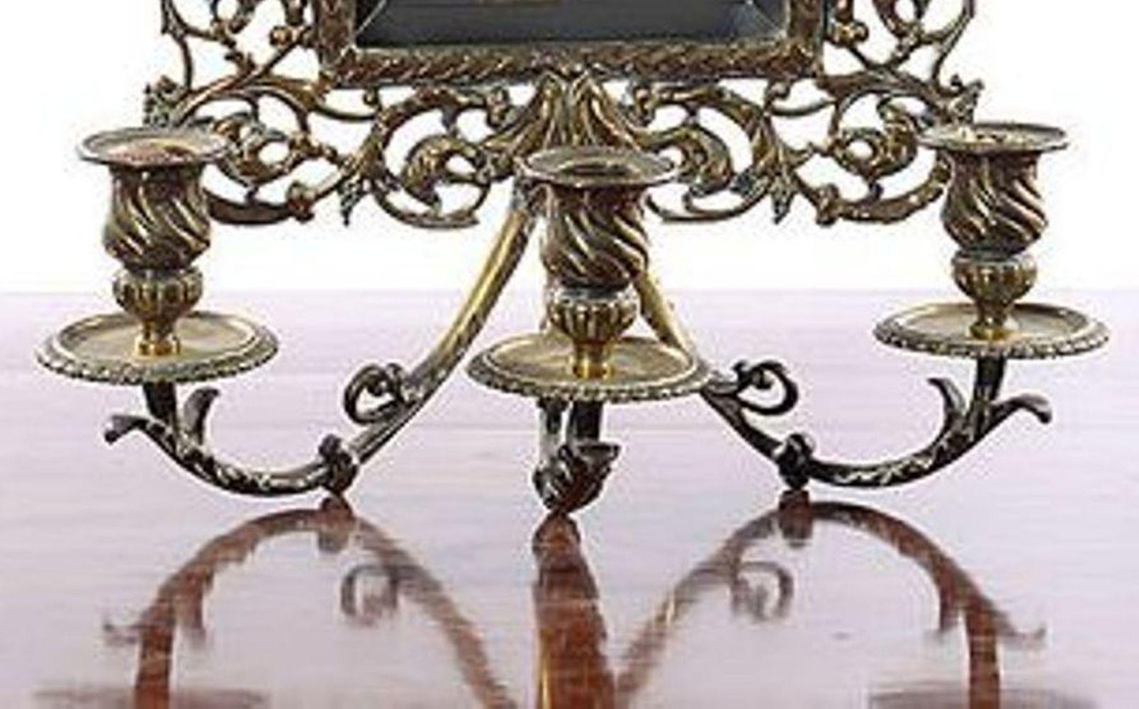 Pair of 19th Century Brass Girandole Wall Mirrors   For Sale 1