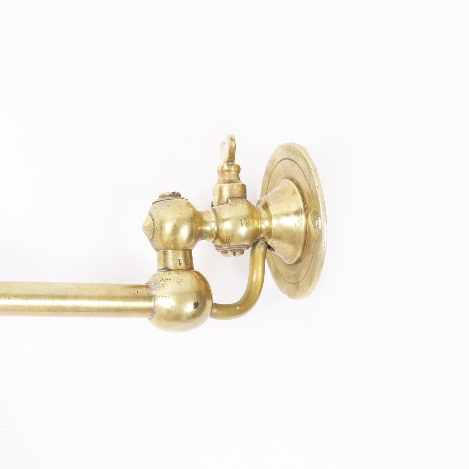 Pair of Brass Wall Lights with Opaline Shades In Good Condition In London, GB