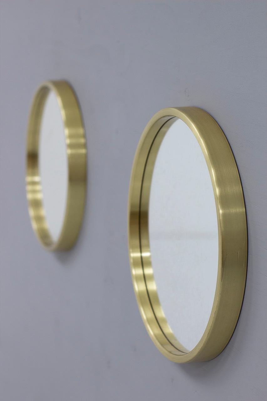 Swedish Pair of Brass Wall Mirrors by Nils Troed for Glasmäster Markaryd, Sweden, 1960s