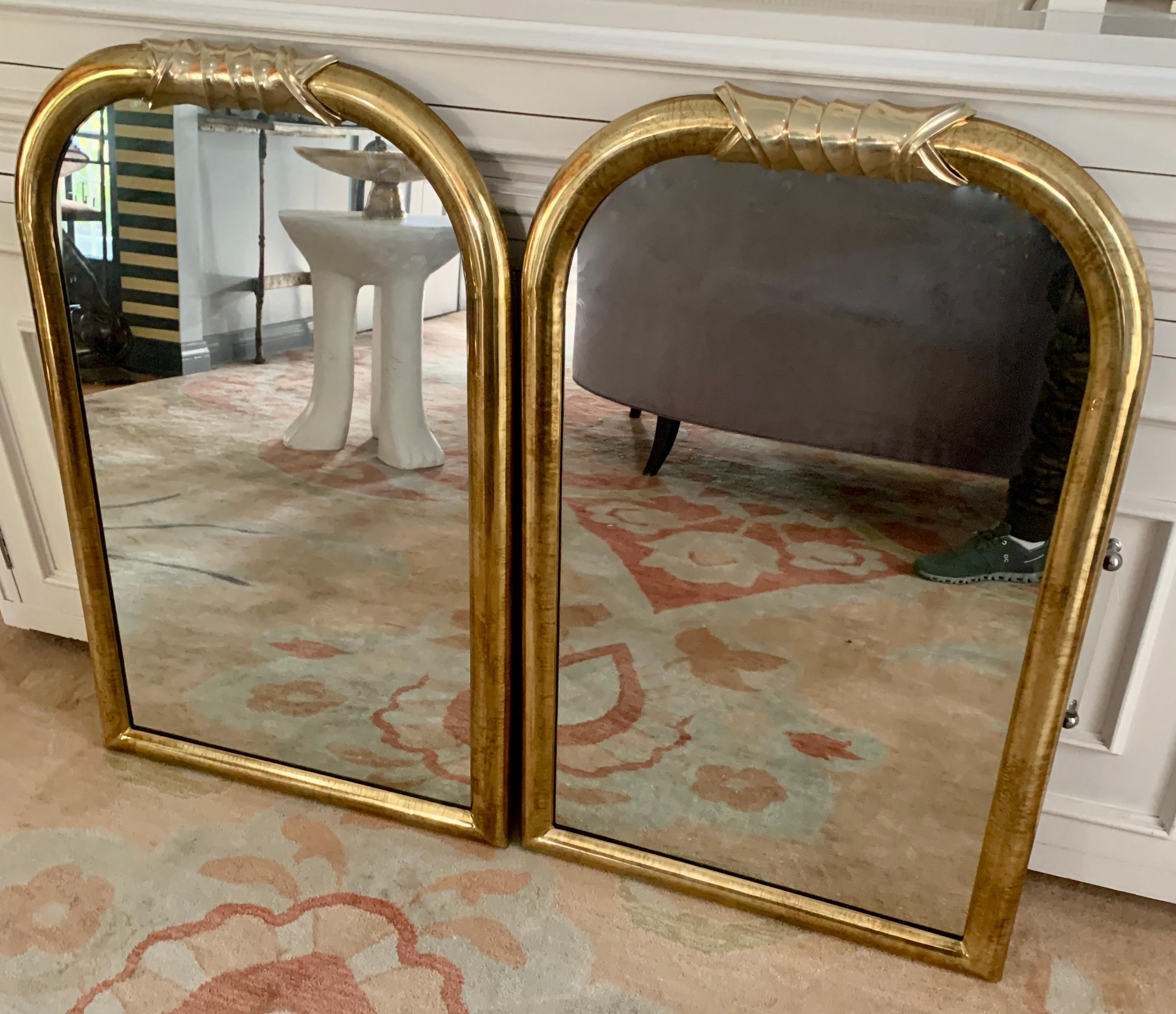 Pair of Brass Wall Mirrors in the Style of Louis Phillipe 3