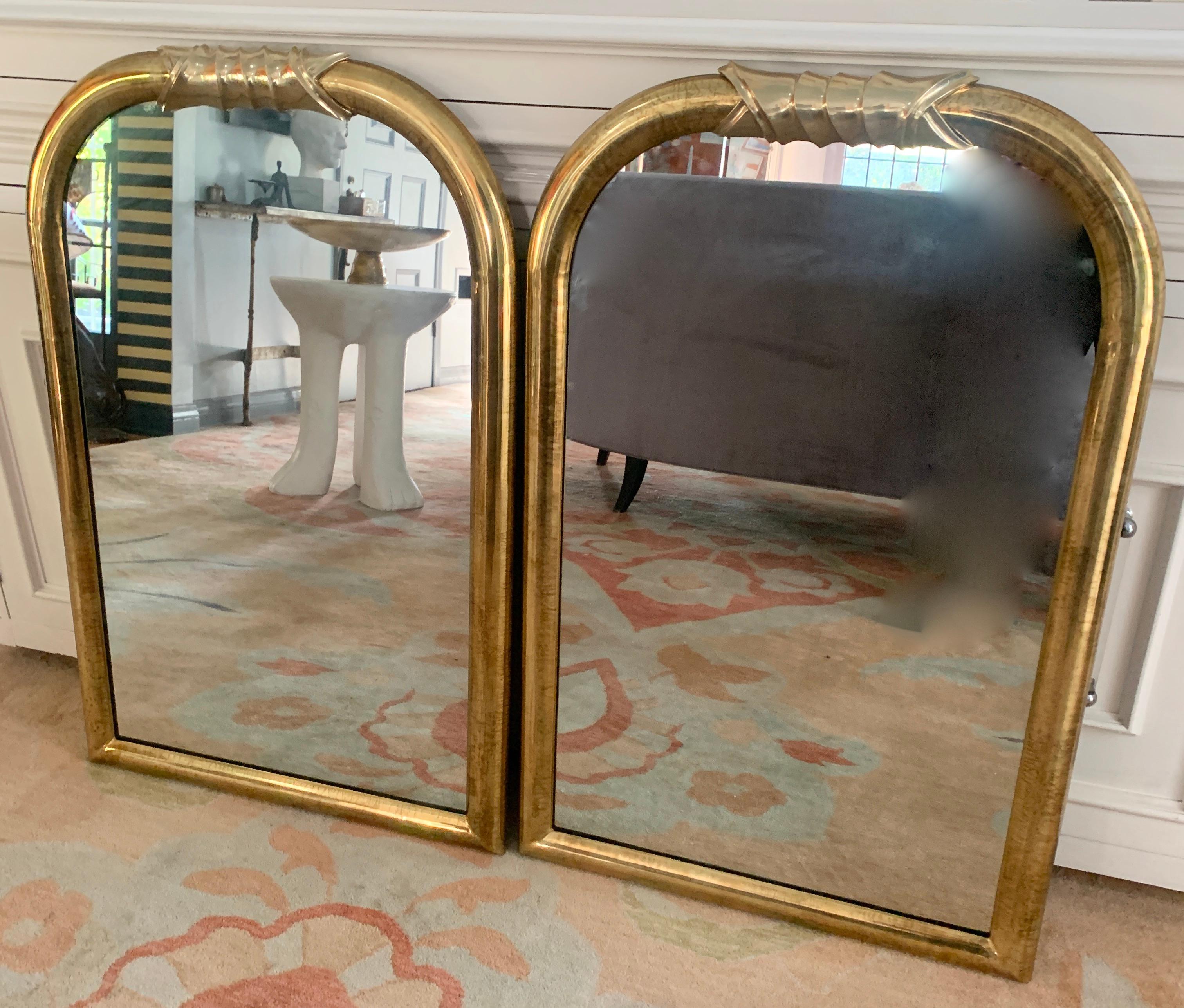 Pair of Brass Wall Mirrors in the Style of Louis Phillipe 2